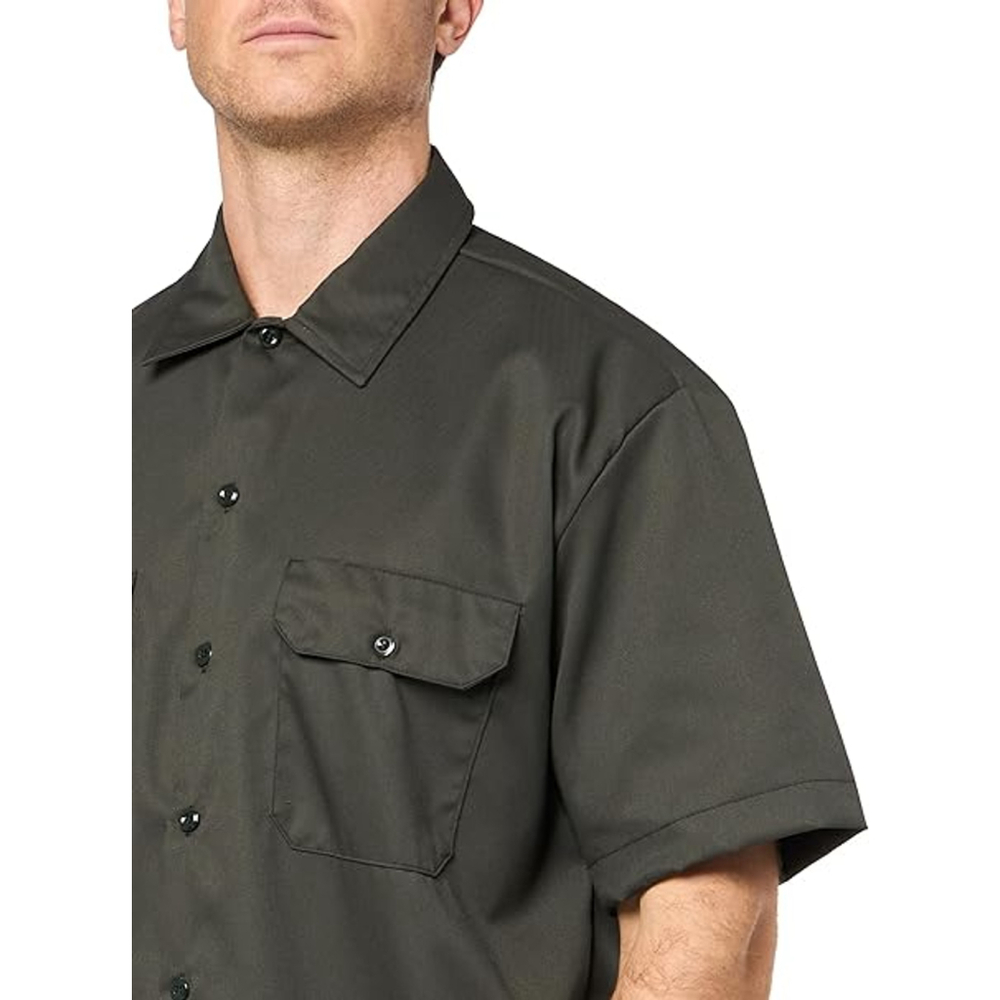 Dickies Men's Short-Sleeve Work Shirt - Olive Green Small - Picture 2 of 9
